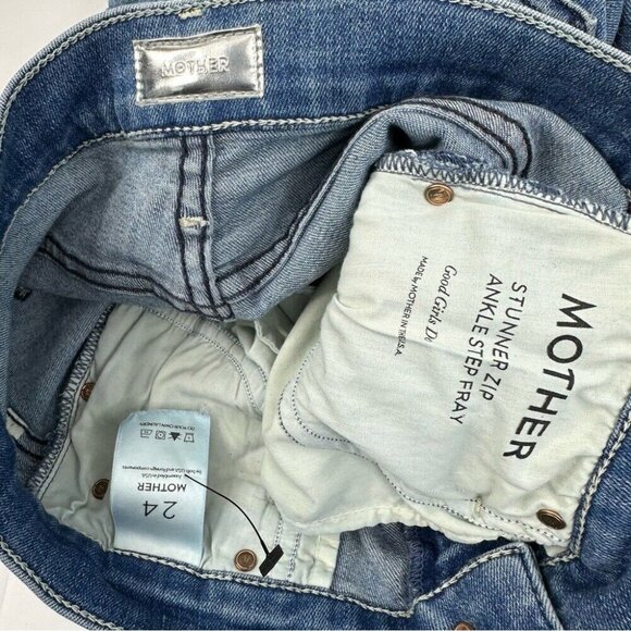 Mother Womens Stunner Zip Ankle Step Fray Good Girls Do Designer Jean W24-26/L27 - Picture 5 of 11